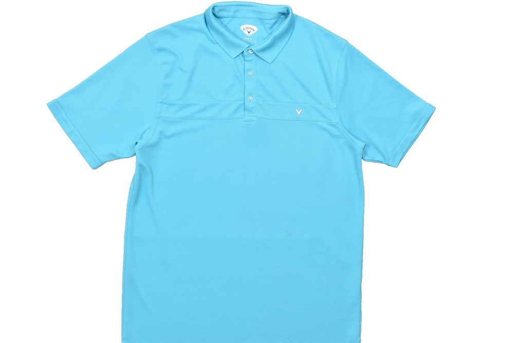 Callaway Golf Polo Shirt Men XL Blue Short Sleeve Chevron Logo Polyester